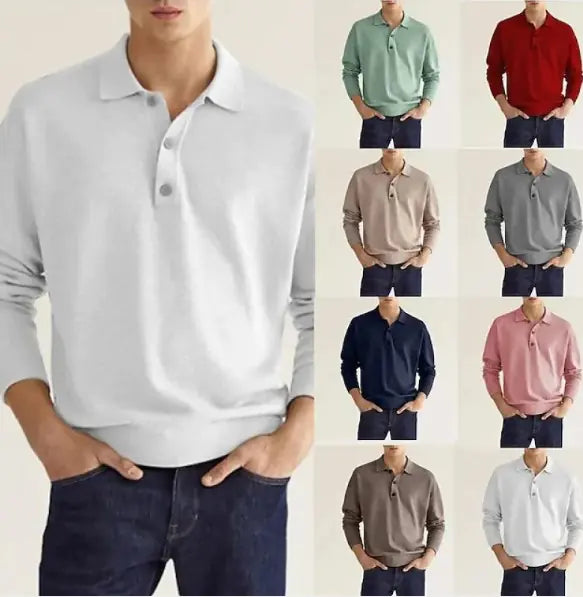 Long Sleeve Button Polo Shirt