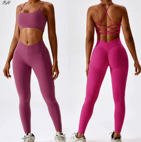 Back Striped Design Sports Yoga Suit