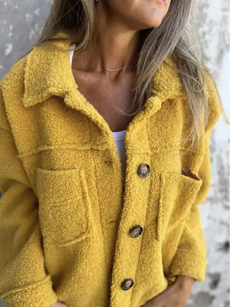 Women's Lapel Single Breasted Lamb Wool Coat