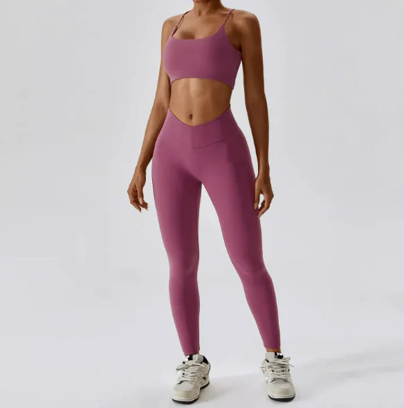 Back Striped Design Sports Yoga Suit