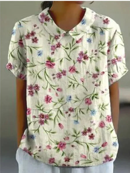 Retro Floral Cute Style Short Sleeve T-shirt